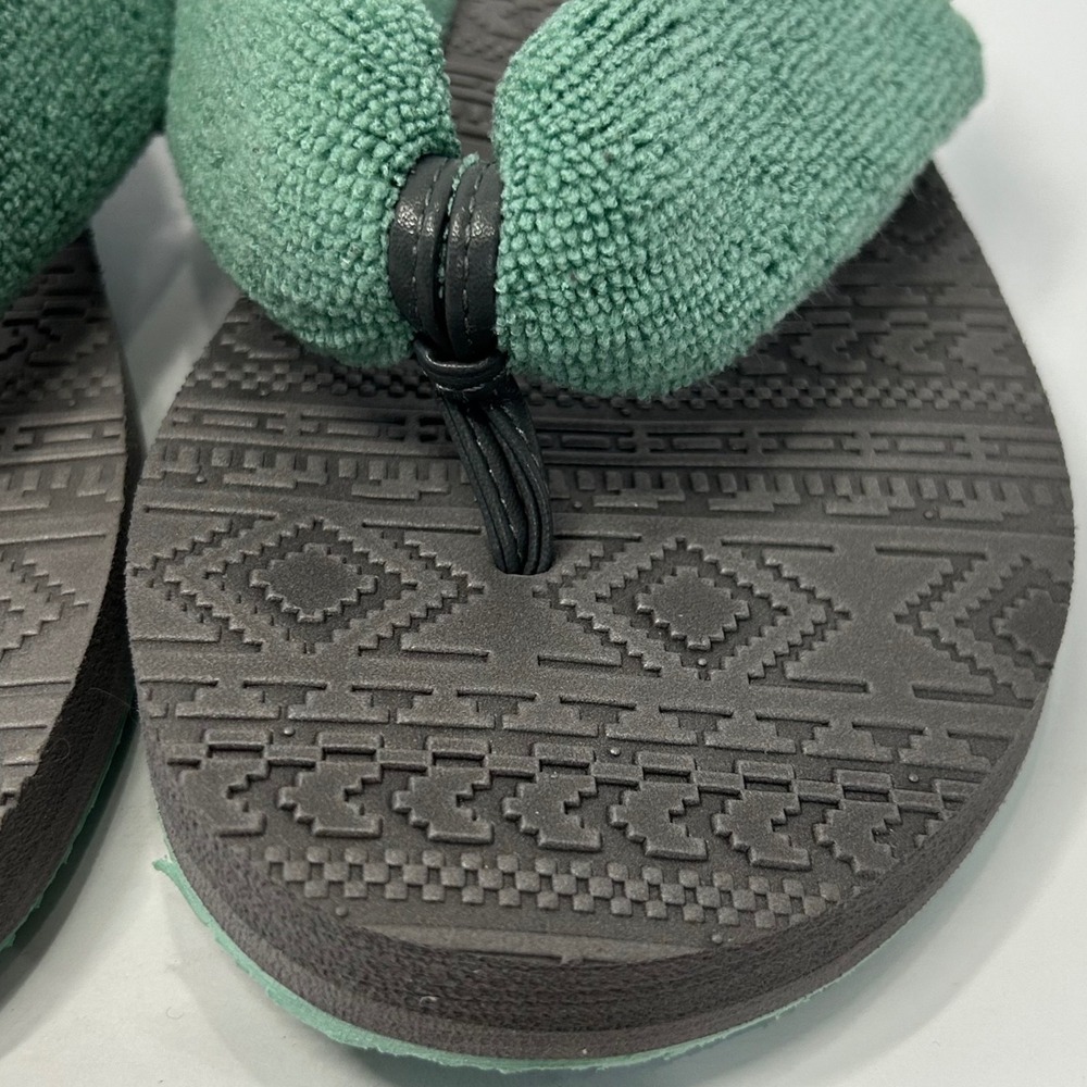 LUK-EES by MUK LUKS Joyful Expression Mint Terry Flip Flops Womens 11 New - Picture 3 of 12